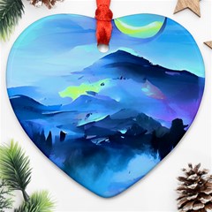 Moon Mountains Heart Ornament (two Sides)