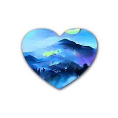 Moon Mountains Rubber Heart Coaster (4 Pack) by Dazzleway