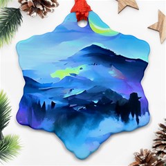 Moon Mountains Ornament (snowflake) by Dazzleway