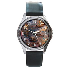 Sky Ship Round Metal Watch