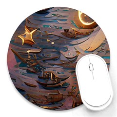 Sky Ship Round Mousepads by Dazzleway