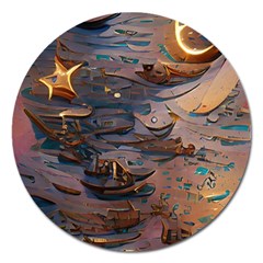 Sky Ship Magnet 5  (round) by Dazzleway