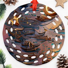 Sky Ship Round Filigree Ornament (two Sides)