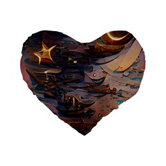 Sky Ship Standard 16  Premium Flano Heart Shape Cushions by Dazzleway