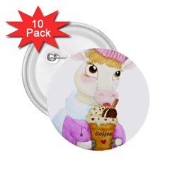 Cow With Coffee 2 25  Buttons (10 Pack) 