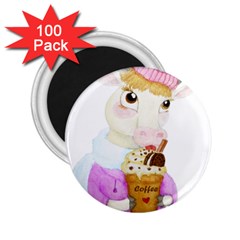 Cow With Coffee 2 25  Magnets (100 Pack)  by Littlebird