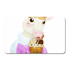 Cow With Coffee Magnet (rectangular) by Littlebird