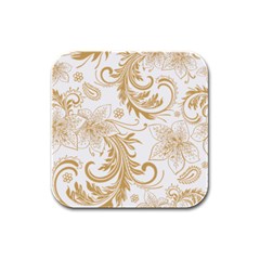 Flowers Shading Pattern Rubber Square Coaster (4 Pack) by fashionpod