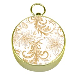 Flowers Shading Pattern Gold Compasses by fashionpod