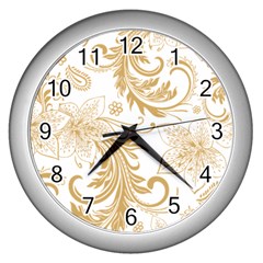 Flowers Shading Pattern Wall Clock (silver) by fashionpod