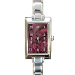 Peonies in Red Rectangle Italian Charm Watch Front