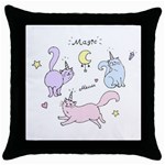  Cute unicorn cats Throw Pillow Case (Black) Front