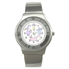  Cute Unicorn Cats Stainless Steel Watch by Littlebird