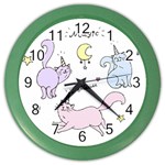  Cute unicorn cats Color Wall Clock Front