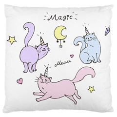  Cute Unicorn Cats Large Cushion Case (one Side) by Littlebird