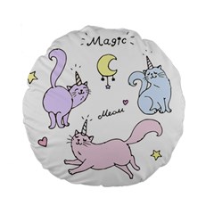  Cute Unicorn Cats Standard 15  Premium Round Cushions