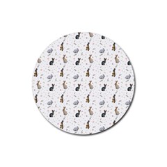 Cute Rabbit Rubber Coaster (round) by SychEva