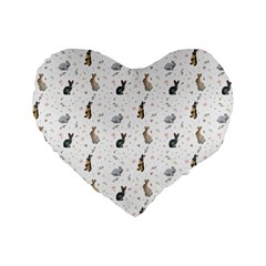 Cute Rabbit Standard 16  Premium Heart Shape Cushions by SychEva