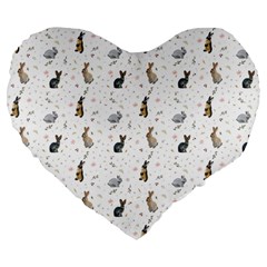 Cute Rabbit Large 19  Premium Flano Heart Shape Cushions by SychEva