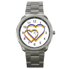 Rainbow Hearts Sport Metal Watch