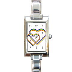 Rainbow Hearts Rectangle Italian Charm Watch