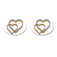 Rainbow Hearts Cufflinks (oval)