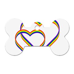 Rainbow Hearts Dog Tag Bone (two Sides)