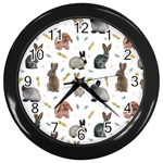 Cute Bunny Wall Clock (Black) Front