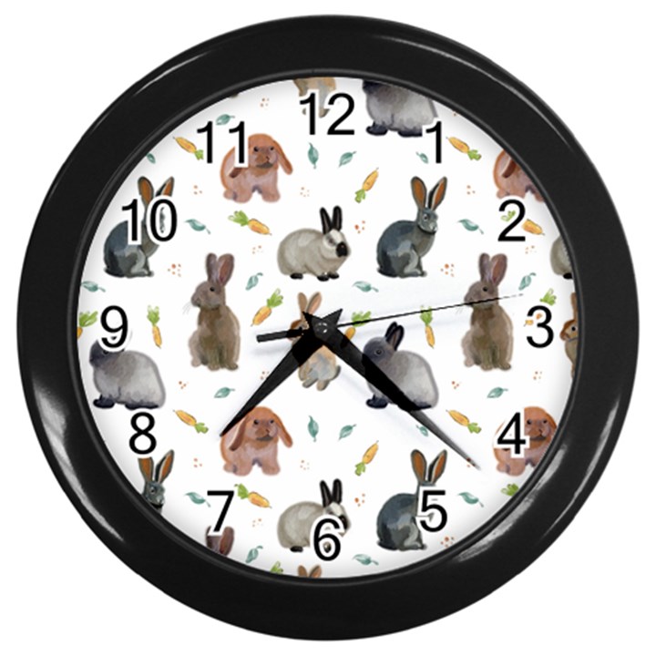 Cute Bunny Wall Clock (Black)