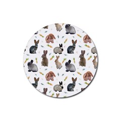 Cute Bunny Rubber Coaster (round) by SychEva