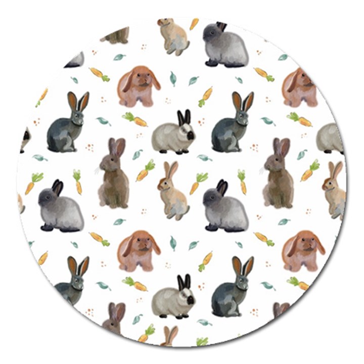 Cute Bunny Magnet 5  (Round)