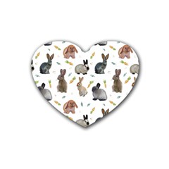 Cute Bunny Rubber Heart Coaster (4 Pack) by SychEva