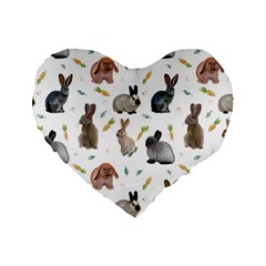 Cute Bunny Standard 16  Premium Heart Shape Cushions by SychEva