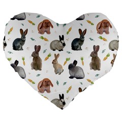 Cute Bunny Large 19  Premium Flano Heart Shape Cushions by SychEva