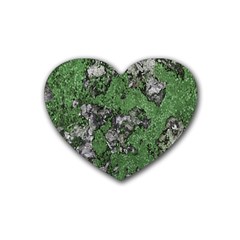 Modern Camo Grunge Print Rubber Coaster (heart) by dflcprintsclothing