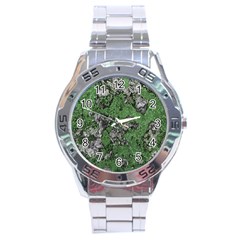 Modern Camo Grunge Print Stainless Steel Analogue Watch by dflcprintsclothing