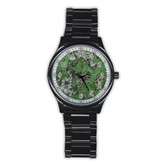 Modern Camo Grunge Print Stainless Steel Round Watch by dflcprintsclothing