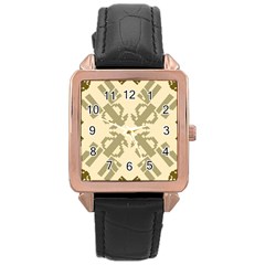 Abstract Pattern Geometric Backgrounds   Rose Gold Leather Watch  by Eskimos