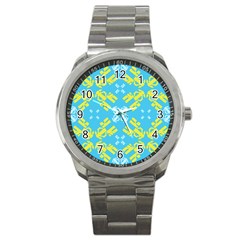 Abstract Pattern Geometric Backgrounds   Sport Metal Watch by Eskimos