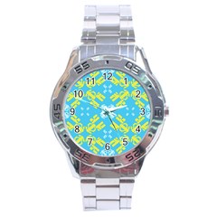 Abstract Pattern Geometric Backgrounds   Stainless Steel Analogue Watch by Eskimos