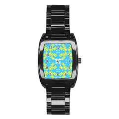 Abstract Pattern Geometric Backgrounds   Stainless Steel Barrel Watch by Eskimos