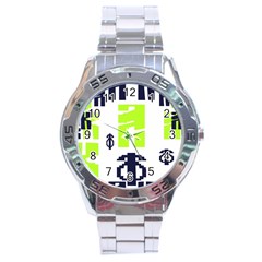 Abstract Pattern Geometric Backgrounds   Stainless Steel Analogue Watch