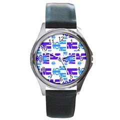 Abstract pattern geometric backgrounds   Round Metal Watch