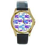 Abstract pattern geometric backgrounds   Round Gold Metal Watch Front