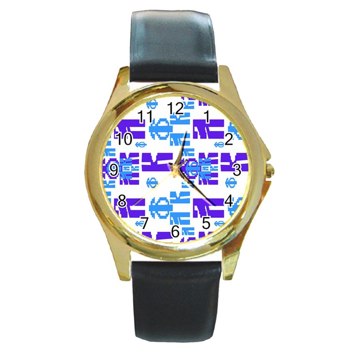 Abstract pattern geometric backgrounds   Round Gold Metal Watch