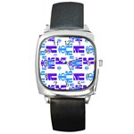 Abstract pattern geometric backgrounds   Square Metal Watch Front