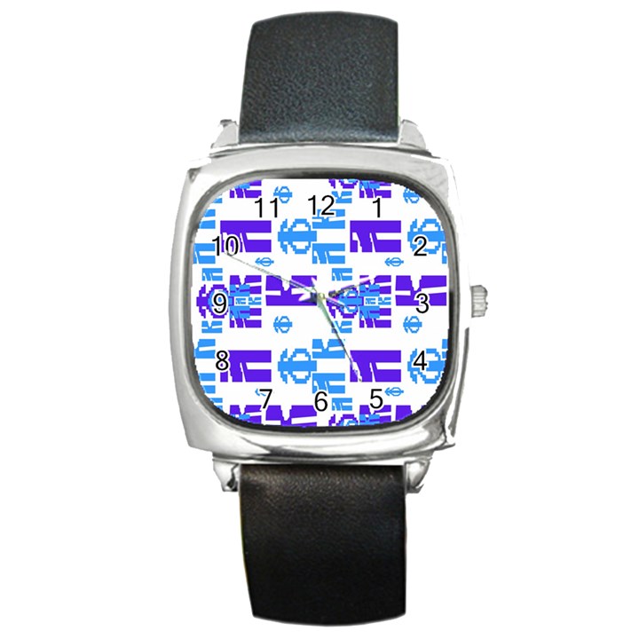 Abstract pattern geometric backgrounds   Square Metal Watch