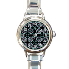 Abstract Pattern Geometric Backgrounds   Round Italian Charm Watch by Eskimos