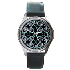 Abstract Pattern Geometric Backgrounds   Round Metal Watch by Eskimos