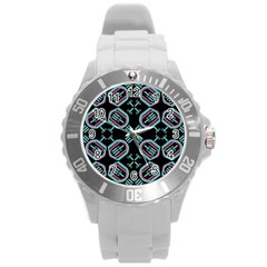 Abstract Pattern Geometric Backgrounds   Round Plastic Sport Watch (l) by Eskimos